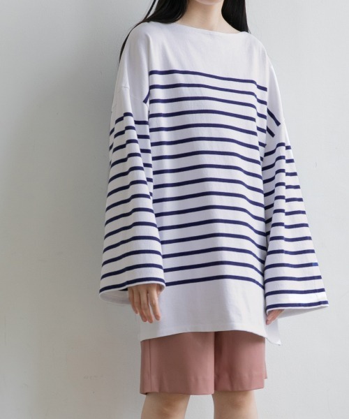 yuw(ユウ)の「BORDER PULLOVER LS 217779(Tシャツ/カットソー・レディース・ブラック系その他/ブルー/オレンジ・FREE)」の9枚目の写真