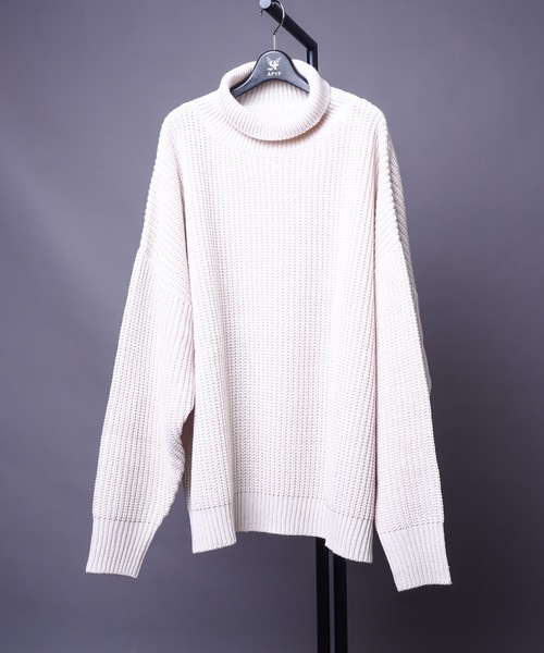 rovtski(ロフトスキー)の「AFYF 5GHI NECK SWEATER/ビッグシルエット ハイネック ニットセーター(ニット/セーター・メンズ・ブラック/ダークグリーン/ライトベージュ・FREE)」の4枚目の写真