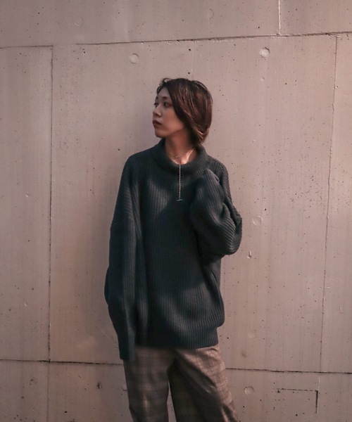 rovtski(ロフトスキー)の「AFYF 5GHI NECK SWEATER/ビッグシルエット ハイネック ニットセーター(ニット/セーター・メンズ・ブラック/ダークグリーン/ライトベージュ・FREE)」の14枚目の写真