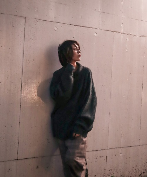 rovtski(ロフトスキー)の「AFYF 5GHI NECK SWEATER/ビッグシルエット ハイネック ニットセーター(ニット/セーター・メンズ・ブラック/ダークグリーン/ライトベージュ・FREE)」の20枚目の写真
