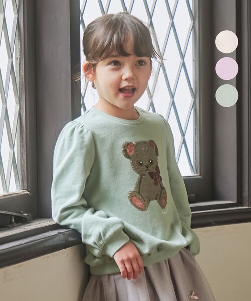 ANY(エニィ)の「スパンコール トレーナー(スウェット・キッズ・ライトグリーン系/ライラック系/ベージュ系・140/150)」の3枚目の写真