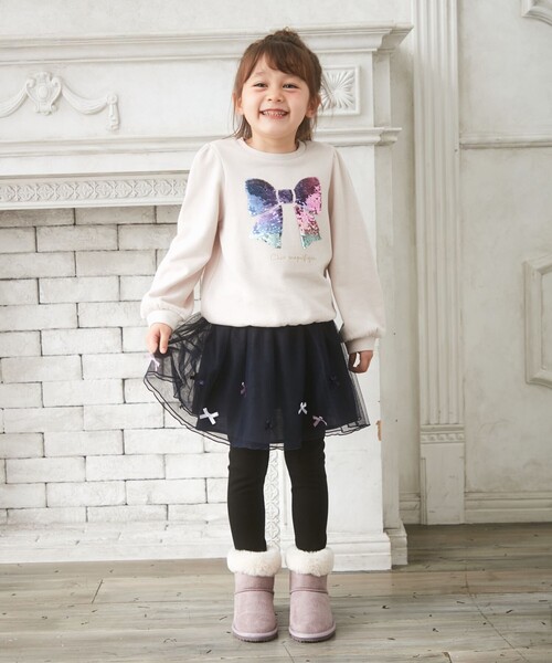 ANY(エニィ)の「スパンコール トレーナー(スウェット・キッズ・ライトグリーン系/ライラック系/ベージュ系・140/150)」の5枚目の写真