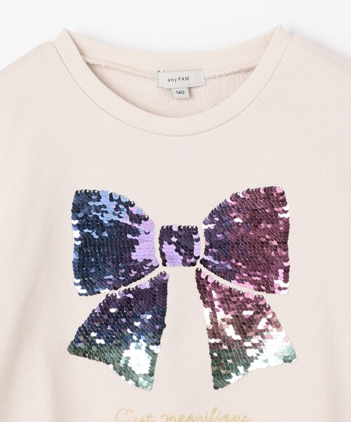 ANY(エニィ)の「スパンコール トレーナー(スウェット・キッズ・ライトグリーン系/ライラック系/ベージュ系・140/150)」の16枚目の写真