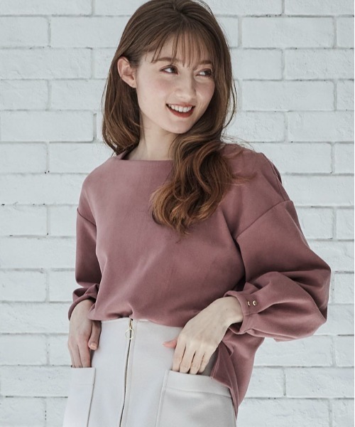 12Twelve Agenda(トゥエルブ アジェンダ)の「ボートネックマシュマロカットソープルオーバー(Tシャツ/カットソー・レディース・ベージュ/ピンク/チャコールグレー・M)」の3枚目の写真