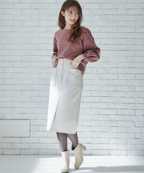12Twelve Agenda(トゥエルブ アジェンダ)の「ボートネックマシュマロカットソープルオーバー(Tシャツ/カットソー・レディース・ベージュ/ピンク/チャコールグレー・M)」の8枚目の写真