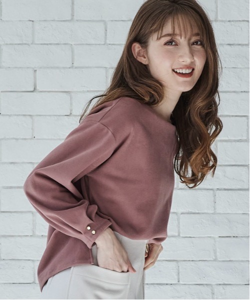 12Twelve Agenda(トゥエルブ アジェンダ)の「ボートネックマシュマロカットソープルオーバー(Tシャツ/カットソー・レディース・ベージュ/ピンク/チャコールグレー・M)」の5枚目の写真