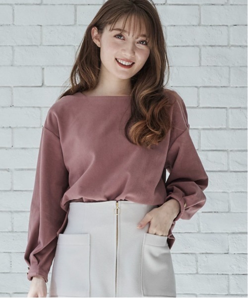 12Twelve Agenda(トゥエルブ アジェンダ)の「ボートネックマシュマロカットソープルオーバー(Tシャツ/カットソー・レディース・ベージュ/ピンク/チャコールグレー・M)」の4枚目の写真