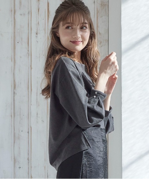 12Twelve Agenda(トゥエルブ アジェンダ)の「ボートネックマシュマロカットソープルオーバー(Tシャツ/カットソー・レディース・ベージュ/ピンク/チャコールグレー・M)」の13枚目の写真