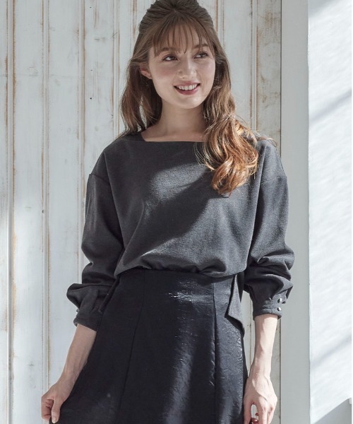 12Twelve Agenda(トゥエルブ アジェンダ)の「ボートネックマシュマロカットソープルオーバー(Tシャツ/カットソー・レディース・ベージュ/ピンク/チャコールグレー・M)」の10枚目の写真