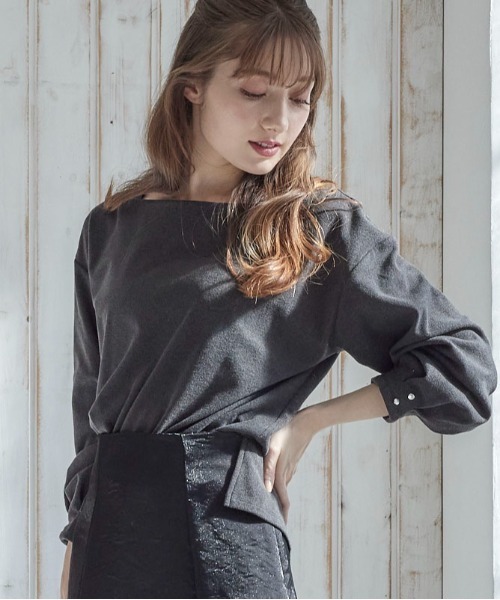 12Twelve Agenda(トゥエルブ アジェンダ)の「ボートネックマシュマロカットソープルオーバー(Tシャツ/カットソー・レディース・ベージュ/ピンク/チャコールグレー・M)」の12枚目の写真