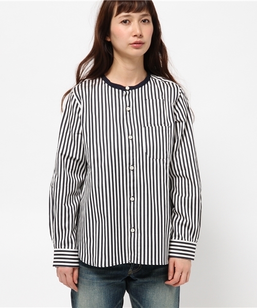 BEAMS BOY（ビームスボーイ）の「BEAMS BOY / バンドカラー 配色 ロングスリーブ（シャツ/ブラウス・レディース・ホワイト/ゴールド/ネイビー・ONE SIZE）」の11枚目の写真