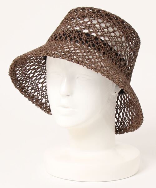Casselini（キャセリーニ）の「透かし編みバケットハット（ハット・レディース・ベージュ/ブラウン・ONE SIZE）」の5枚目の写真