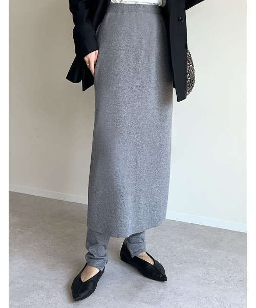 セール】[2点セット][低身長サイズ有]レイヤードニットスカート