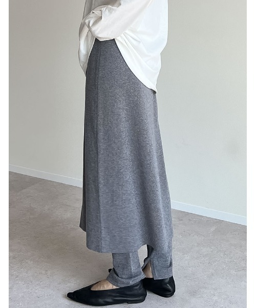 セール】[2点セット][低身長サイズ有]レイヤードニットスカート