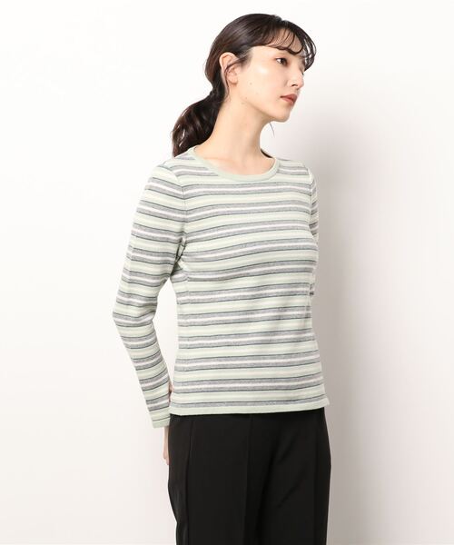 HANAE MORI(ハナエモリ)の「【HANAE MORI】パステルツイードニット(ニット/セーター・レディース・ライトグレー/ライトグリーン・38)」の1枚目の写真