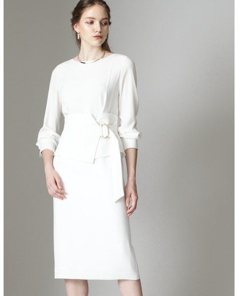 ピンキーアンドダイアン】ベルト付きペプラムタイトワンピース☆38