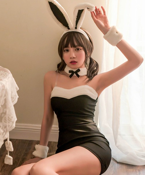 OSYAREVO（オシャレボ）の「コスプレ ベアワンピ バニー 7点セット レディース ホワイトデー 記念日（コスチューム/パーティーグッズ・レディース・ブラック/ピンク・ONESIZE）」の5枚目の写真