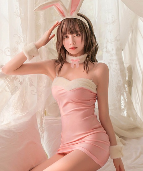 OSYAREVO（オシャレボ）の「コスプレ ベアワンピ バニー 7点セット レディース ホワイトデー 記念日（コスチューム/パーティーグッズ・レディース・ブラック/ピンク・ONESIZE）」の10枚目の写真