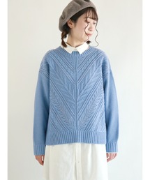 Samansa Mos2 | 変形柄編みクルーネックニット(ニット/セーター)