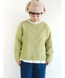 Samansa Mos2 | 変形柄編みクルーネックニット(ニット/セーター)