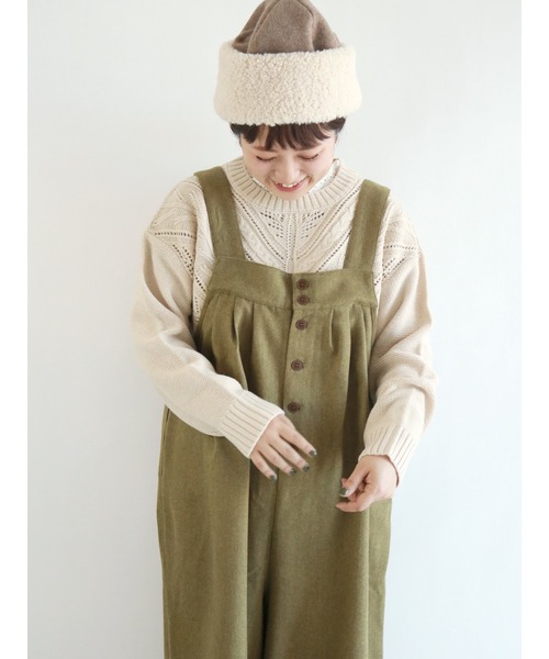 Samansa Mos2（サマンサ モスモス）の「変形柄編みクルーネックニット（ニット/セーター・レディース・ベージュ/パープル/ブルー/グリーン/チャコール/キナリ・ﾌﾘ-）」の2枚目の写真