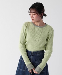 ボーダーリンガーワッフルニット