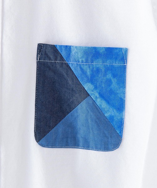 Blue Standard (ブルースタンダード)の「【BLUE STANDARD/ブルースタンダード】ラクケア 別布ポケット切替シャツ ブロードチェック ボタンダウン シャツ(シャツ/ブラウス・メンズ・ホワイト/グレー/オフホワイト/ブルー・MEDIUM/LARGE/X-LARGE)」の6枚目の写真