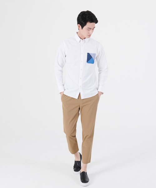 Blue Standard (ブルースタンダード)の「【BLUE STANDARD/ブルースタンダード】ラクケア 別布ポケット切替シャツ ブロードチェック ボタンダウン シャツ(シャツ/ブラウス・メンズ・ホワイト/グレー/オフホワイト/ブルー・MEDIUM/LARGE/X-LARGE)」の16枚目の写真