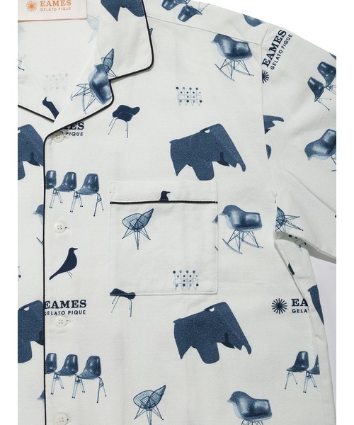 gelato pique（ジェラートピケ）の「【メンズ】【EAMES】チェアモチーフシャツ（ルームウェア/パジャマ・メンズ・ネイビー/オレンジ・MEDIUM/LARGE）」の16枚目の写真