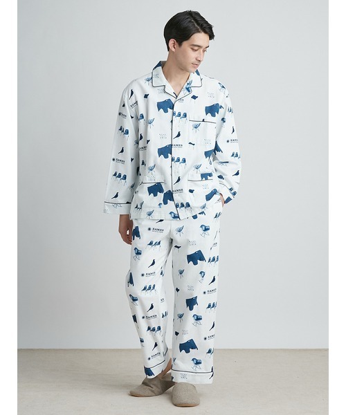 gelato pique（ジェラートピケ）の「【メンズ】【EAMES】チェアモチーフシャツ（ルームウェア/パジャマ・メンズ・ネイビー/オレンジ・MEDIUM/LARGE）」の3枚目の写真