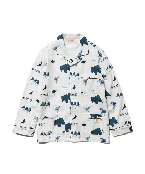 gelato pique（ジェラートピケ）の「【メンズ】【EAMES】チェアモチーフシャツ（ルームウェア/パジャマ・メンズ・ネイビー/オレンジ・MEDIUM/LARGE）」の4枚目の写真