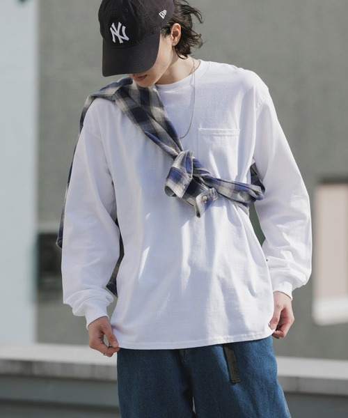 GILDAN(ギルダン)の「【ROOPTOKYO】GILDAN 6oz ポケット付きロングスリーブTee 袖リブ クルーネック/ロンT 2026年春夏(Tシャツ/カットソー・メンズ・ネイビー/オレンジ/ホワイト/グレー/ライム/ブラック・L/XL/M/XXL/S)」の1枚目の写真