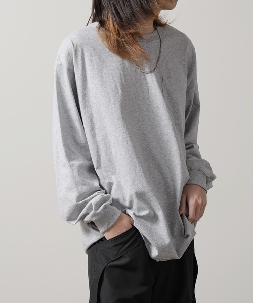 everyone グレー L ポケット付き長袖カットソー GILDAN（ギルダン）の「【ROOPTOKYO】GILDAN 6oz ポケット付きロング