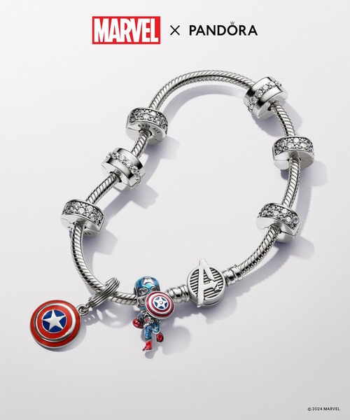 だ*る様 Pandora アメリカ限定チャーム PANDORA（パンドラ）の「マーベル アベンジャーズ キャプテン