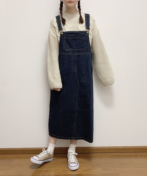 Cham.(チャム)の「デニムサロペット(サロペット/オーバーオール・レディース・インディゴブルー・F)」の1枚目の写真