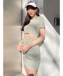 GYDA | ウエストオープン2WAYハーフスリーブワンピース(ワンピース)