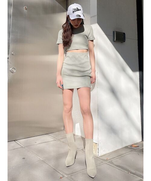 GYDA（ジェイダ）の「ウエストオープン2WAYハーフスリーブワンピース（ワンピース・レディース・ブラック/アイボリー/ミント・FREE）」の7枚目の写真