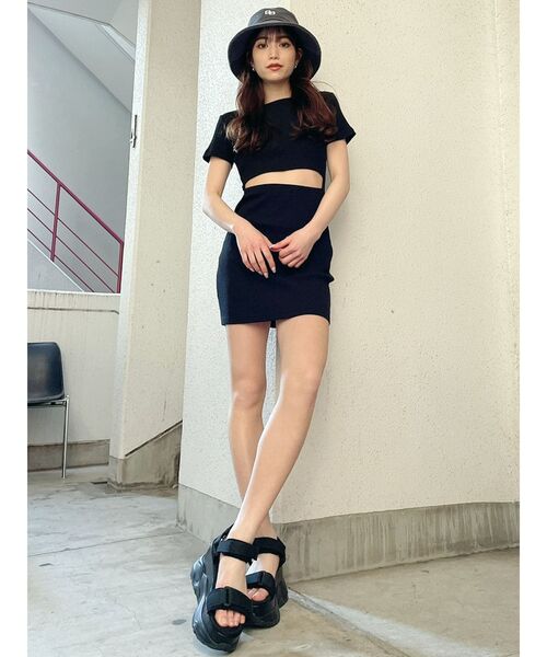 GYDA（ジェイダ）の「ウエストオープン2WAYハーフスリーブワンピース（ワンピース・レディース・ブラック/アイボリー/ミント・FREE）」の20枚目の写真