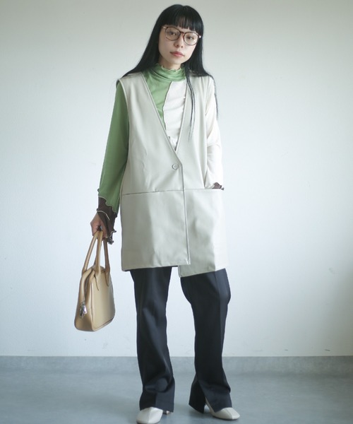 spoon store（スプーンストア）の「フェイクレザーベスト（ベスト・レディース・ブラック/グレー系その他・フリー）」の16枚目の写真