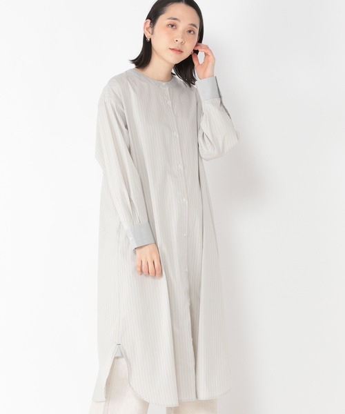 【速乾/接触冷感/マシーンウォッシャブル/お手入れ楽】バンドカラーシャツワンピース