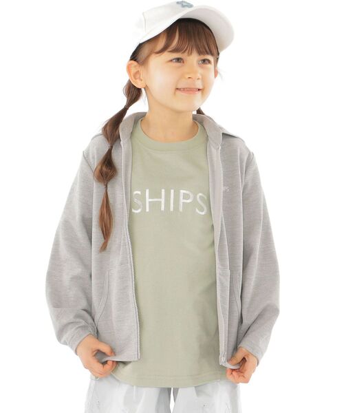 SHIPS（シップス）の「SHIPS KIDS:＜速乾加工・UVカット＞フード ジップ パーカー(100～130cm)（パーカー・キッズ・グレー/オフホワイト・100/120/130/110）」の2枚目の写真