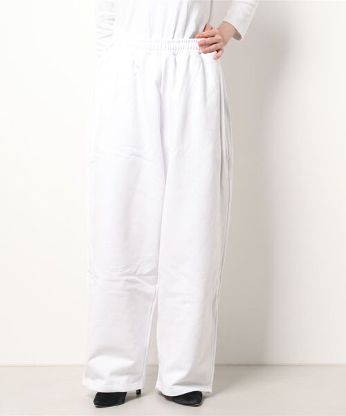 WHITELAND（ホワイトランド）の「WHITELAND/ホワイトランド/WIDE SWEAT PANTS/ワイドスウェットパンツ（スウェットパンツ・レディース・チャコール/ホワイト・FREE）」の7枚目の写真