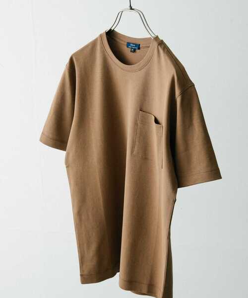 ITEMS URBANRESEARCH(アイテムズ アーバンリサーチ)の「ポンチ クルーネックポケットTシャツ(Tシャツ/カットソー・メンズ・オフホワイト/ブラック/ブラウン・LARGE/MEDIUM)」の1枚目の写真