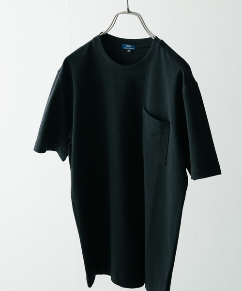 ITEMS URBANRESEARCH(アイテムズ アーバンリサーチ)の「ポンチ クルーネックポケットTシャツ(Tシャツ/カットソー・メンズ・オフホワイト/ブラック/ブラウン・LARGE/MEDIUM)」の3枚目の写真