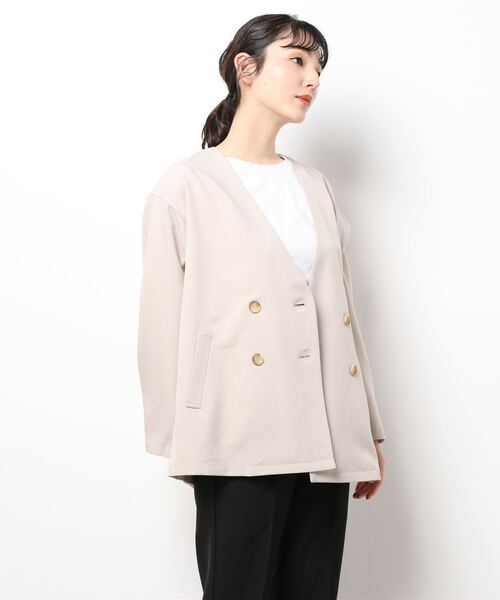 ehka sopo（エヘカソポ）の「ノーカラージャケット（ノーカラージャケット・レディース・ベージュ/ブラウン/グレー・ﾌﾘ-）」の8枚目の写真