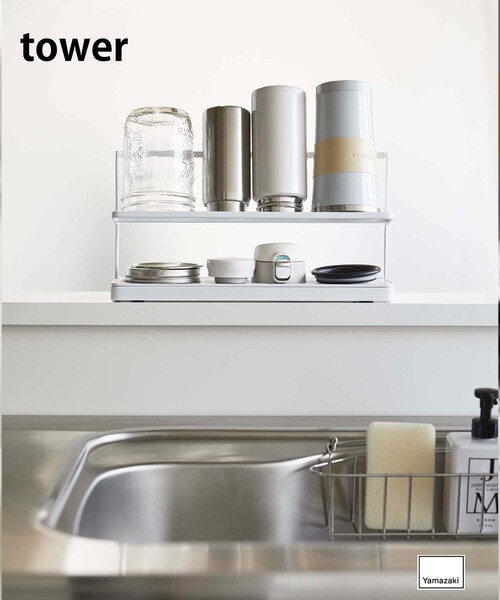 tower(タワー)の「《WEB限定》【tower/タワー】ワイドジャグボトルスタンド(キッチンツール・レディース・ブラック/ホワイト・FREE)」の1枚目の写真