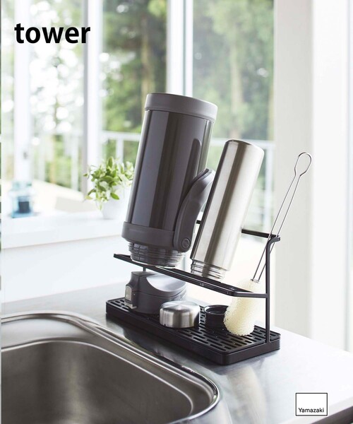 tower(タワー)の「《WEB限定》【tower/タワー】ワイドジャグボトルスタンド(キッチンツール・レディース・ブラック/ホワイト・FREE)」の2枚目の写真