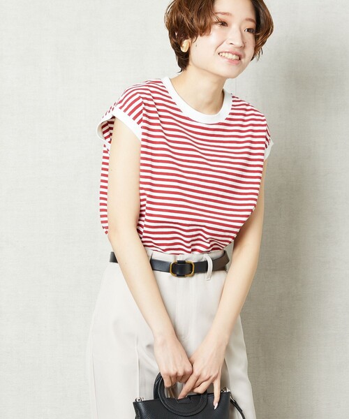 FREAK'S STORE(フリークスストア)の「【WEB限定】ノースリーブTシャツ(Tシャツ/カットソー・レディース・ブラック/オフホワイト/ナチュラル/マスタード/グレー/ベージュ/ブラウン/レッド/ブルー/ストライプ/ピンク・フリ-)」の10枚目の写真