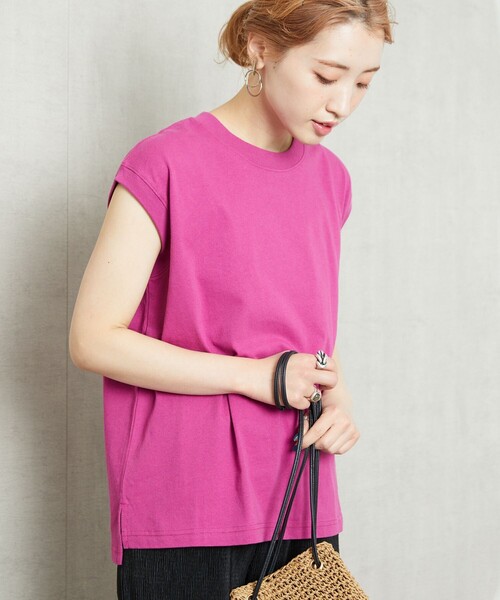 FREAK'S STORE(フリークスストア)の「【WEB限定】ノースリーブTシャツ(Tシャツ/カットソー・レディース・ブラック/オフホワイト/ナチュラル/マスタード/グレー/ベージュ/ブラウン/レッド/ブルー/ストライプ/ピンク・フリ-)」の9枚目の写真