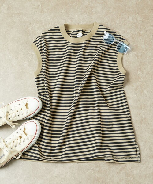 FREAK'S STORE(フリークスストア)の「【WEB限定】ノースリーブTシャツ(Tシャツ/カットソー・レディース・ブラック/オフホワイト/ナチュラル/マスタード/グレー/ベージュ/ブラウン/レッド/ブルー/ストライプ/ピンク・フリ-)」の20枚目の写真